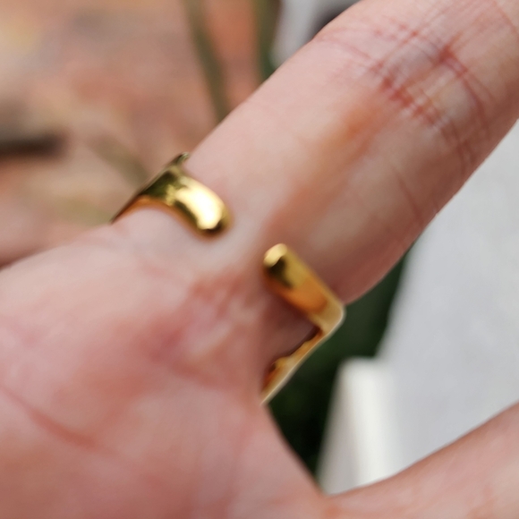 Gaia 18K Yellow Gold Plated Ring Aura Tear Adjustable Ring Hypoallergenic - Picture 9 of 12